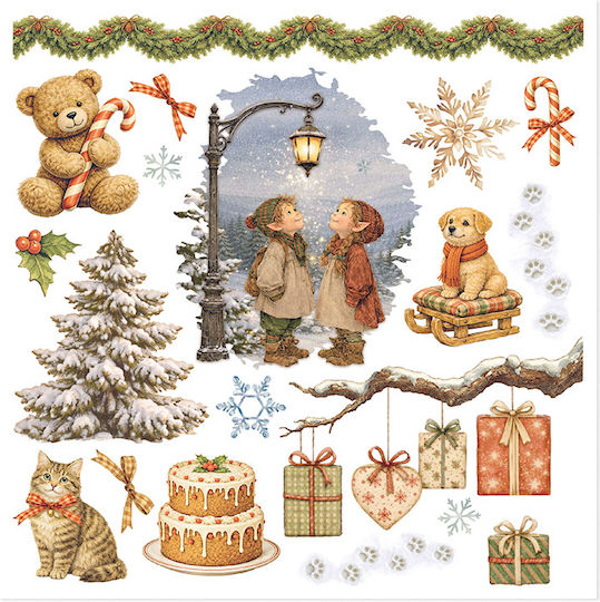 Албум Халкомании Комплект Rub-on 15.5×15.5см Stamperia Silent Night