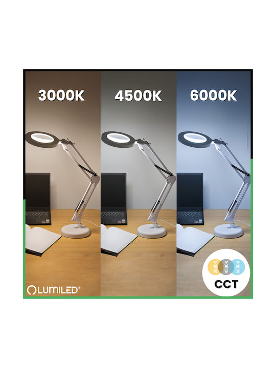 Επιτραπέζιο Φωτιστικό Luca 2 Led 8w Cct Μεγεθυντικός Φακός 3x Λευκό Lumiled