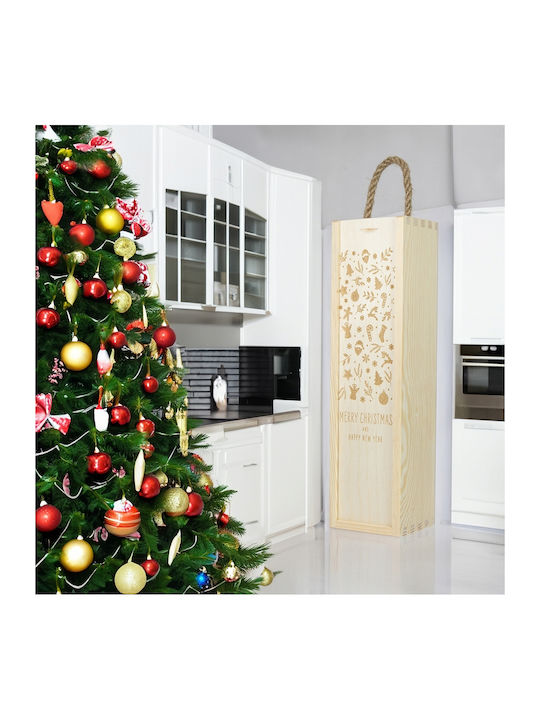Bimberek Christmas Wooden Transparent Bottle 30cm 500ml