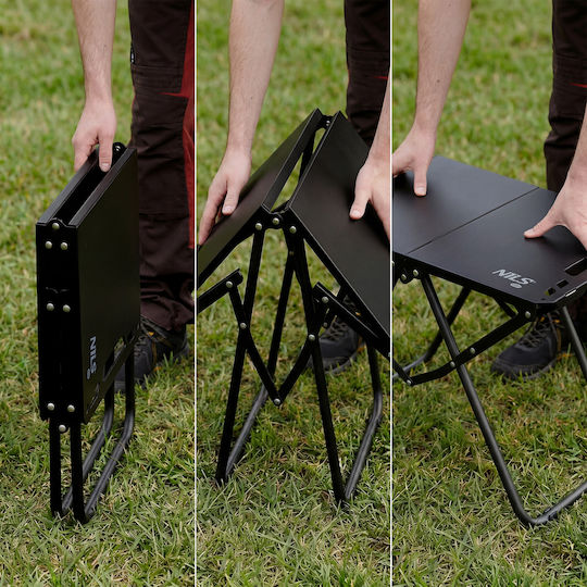 Nils Τραπέζι για Camping Πτυσσόμενο σε Βαλιτσάκι 57.5x40x36cm Μαύρο