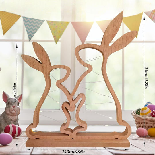 Oster Hölzernes LED Kaninchen Figur Stilvolle Dekoration 31x25,3 cm Braun