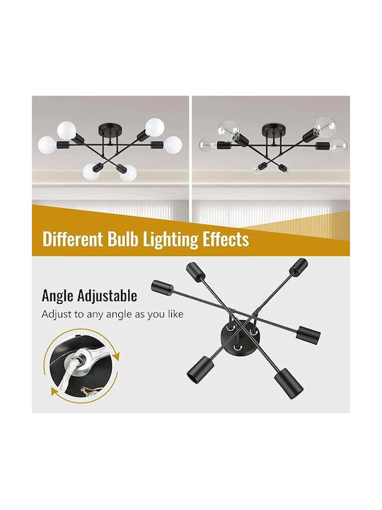Lightplanet Plafonieră de Tavan Neagră cu Soclu E27