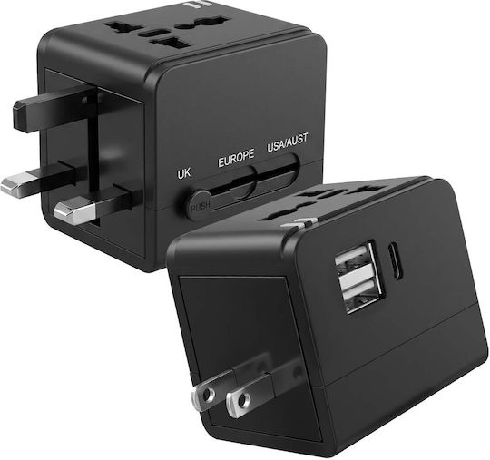 Linq International Power Strip Charger 1440w 2 USB USB-C 15w Черен