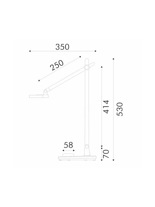 +Plastico LED Iluminat de Birou în Culoare Argintie