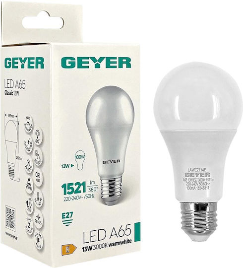 Geyer LED крушка 14W 134mm за фасунга E27 и форма A21 Топло бяло 1200лм