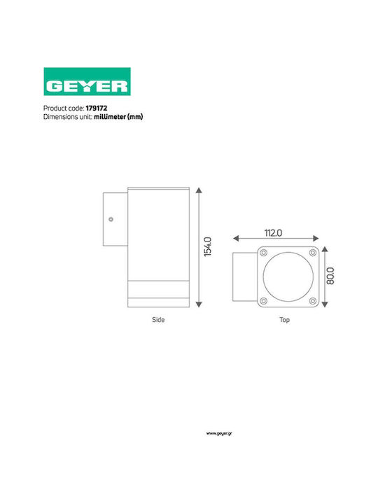 Geyer Wall-Mounted Outdoor Spot Light GU10 IP54 11.2x8x15.4εκ.