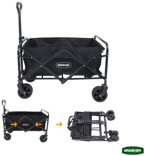 Grasher Транспортна Количка FT1560 Сгъваема За Товар До 150кг В Черен Цвят