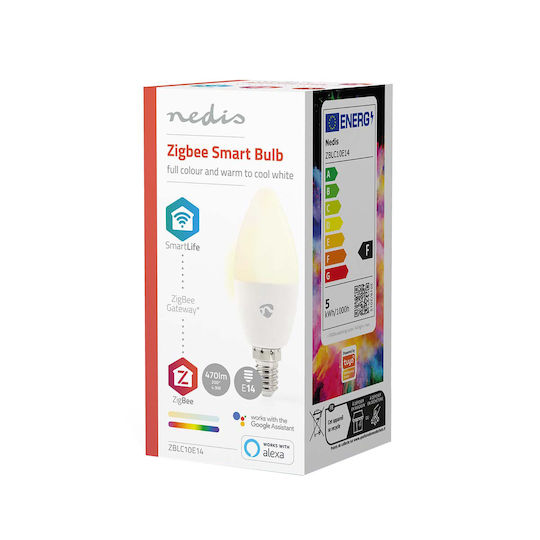 Nedis Smart Λάμπα LED 4.9W για Ντουί E14 RGB