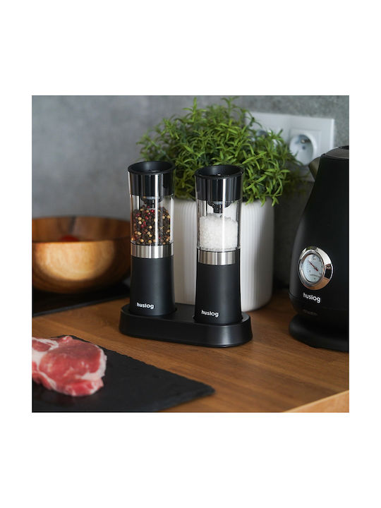 Huslog Electric Set Spice Mills made of Glass in Black Color 1pcs