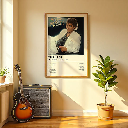 Music Poster Thriller Michael Jackson Ms565 21cm X 30cm Λευκή Ξύλινη Κορνίζα-71780pd159067f55310