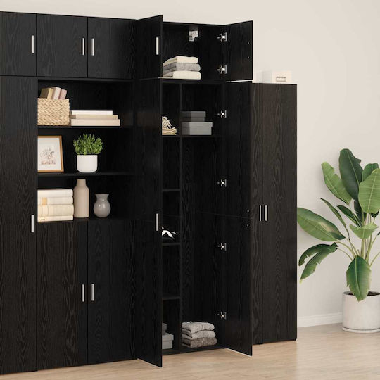 Wohnzimmer Nische aus Spanplatte Schwarze Eiche 70x42.5x225cm