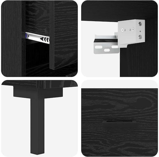 Highboard Living Room Display Cabinet Made of Particle Board Black Oak 34.5x34x90cm