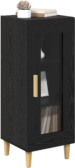 Living Room Display Cabinet Made of Particle Board Black Oak 34.5x32.5x90cm
