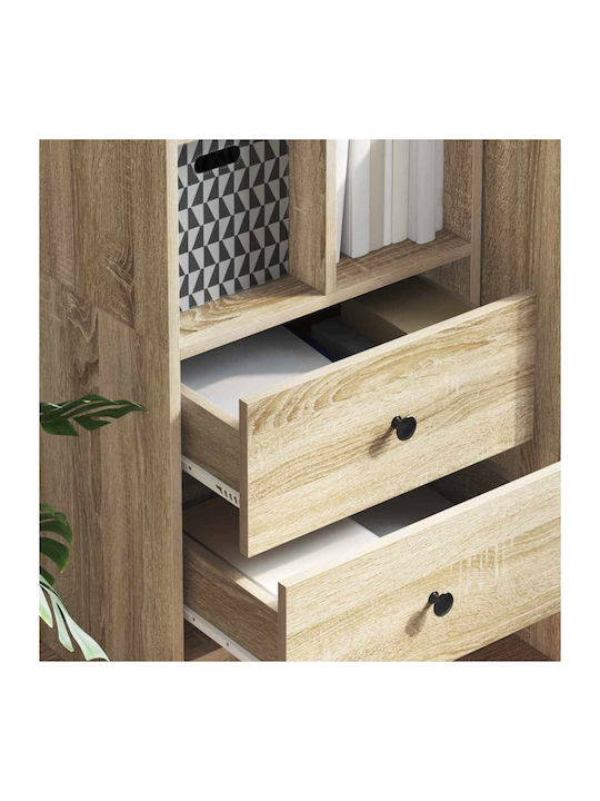 Wall Mounted Living Room Cabinet made of Solid Oak Wood 45.5x34x127cm
