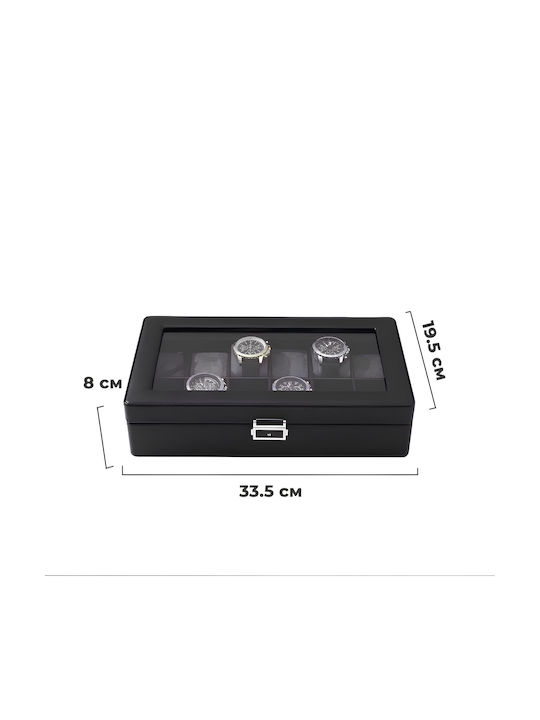 Resteq Uhrenbeweger & Etuis 12er Organizer Elegant Box mit Trennwänden und Transparenter Kappe