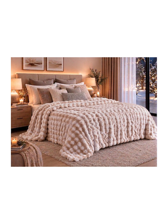 Kraft World Sherpa Blanket Super Double 220x240cm Light Brown IRINI-Light Brown