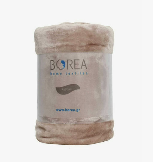 Borea K-4 Κουβέρτα Βελουτέ Υπέρδιπλη 220x240εκ. Άμμου