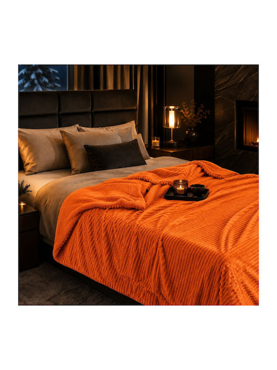 Ehome Sherpa Blanket Double 220x240cm Orange LOUTRINI-Orange
