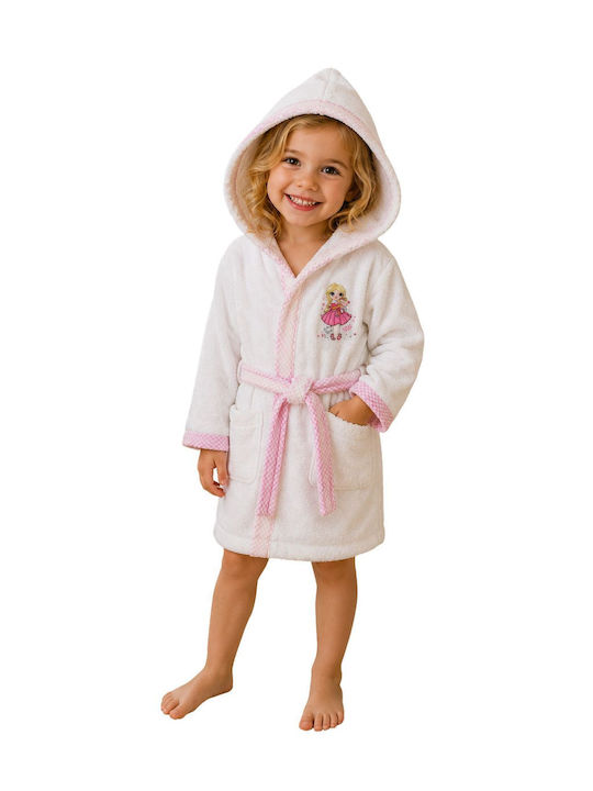 Elma Cocuk Kids Hooded Bathrobe Pink