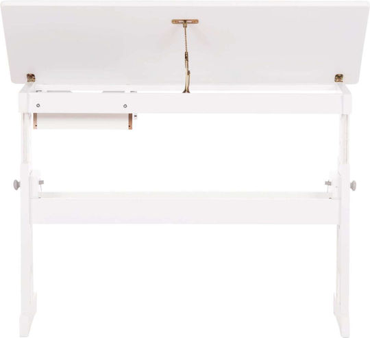 Kinder Schreibtisch Weiß 109x55x62-87,5cm