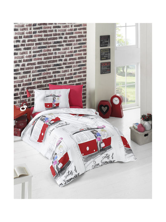 Rythmos San Francisco Set Kids Duvet Cover Single with Pillowcase Cotton Multicolored 155x235cm