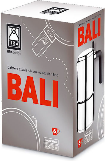 Bra Bali A170402 Cafetieră Pentru Plită Espresso 6 Căni Inox Argintiu