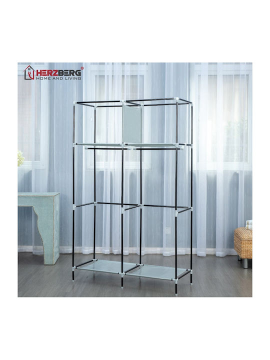 Herzberg Dulap Din Material Cu Fermoar Și Rafturi În Culoare Gri 108x45x170cm