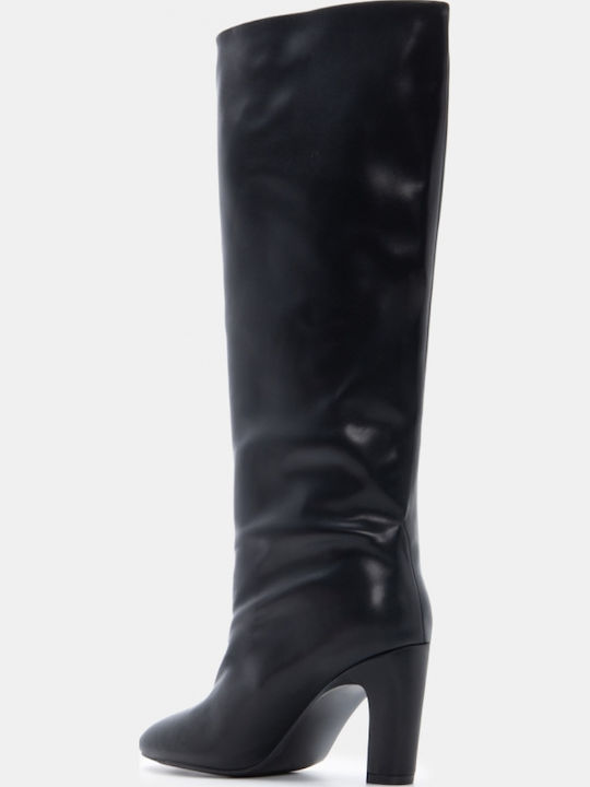 Wildleder Damenstiefel mit Hohem Absatz Schwarz