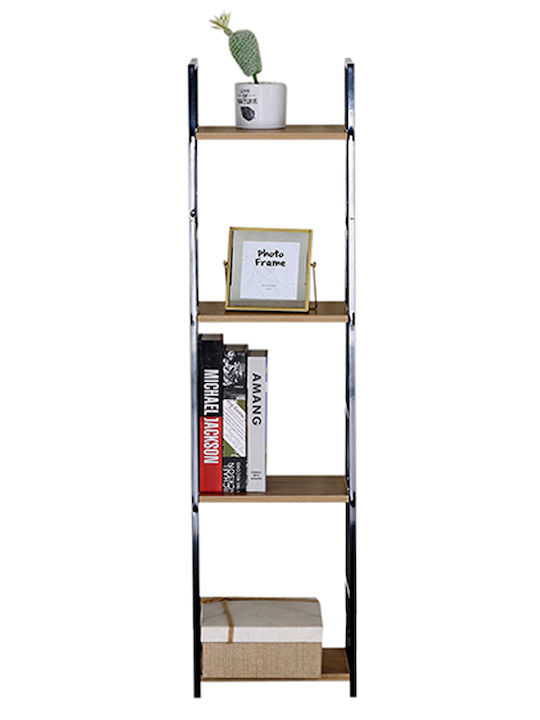 Bookcase Artemis-30112 Oak 4 Shelves 29.1x23.5x112cm Black Metal Frame