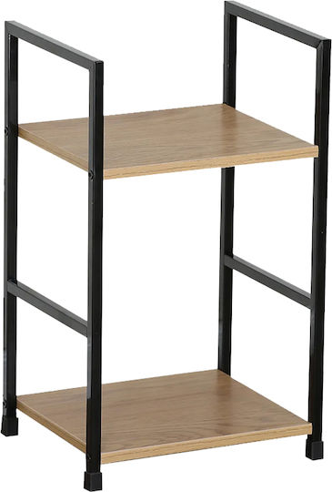 Bücherregal Artemis-3048 Dürres 2 Regale 29,1x23,5x48cm Schwarz Metallischer Rahmen
