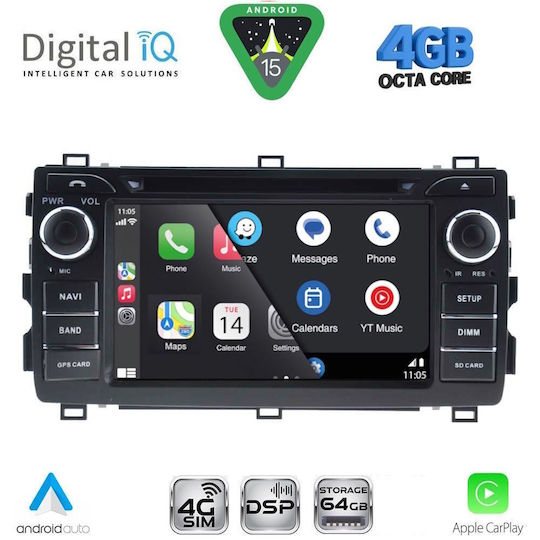 Digital IQ Автомобилна Аудио Система за Toyota Auris 2013-2015 (Bluetooth/USB/Вграден Wi-Fi/GPS) с Touch Screen 7"