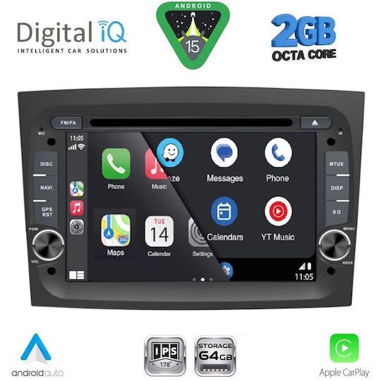 Digital IQ Автомобилна Аудио Система за Opel Combo Fiat Doblo (Bluetooth/USB/Wi-Fi/GPS/Apple CarPlay/Android Auto) с Touch Screen 7"