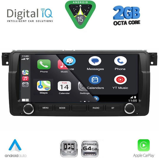 Digital IQ Ηχοσύστημα Αυτοκινήτου για BMW E46 1998-2005 (Bluetooth/USB/WiFi/GPS/Apple-Carplay/Android-Auto) με Οθόνη Αφής 7"