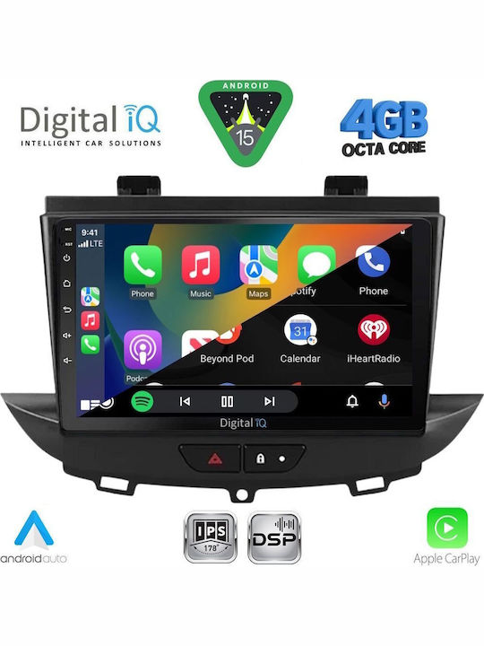 Digital IQ Auto-Audiosystem für Opel Crossland / Grandland 2017-2025 Bluetooth USB Eingebautes Wi-Fi GPS Apple CarPlay Android Auto mit 9 Zoll Touchscreen DIGITAL IQ RSG 6490 CPA