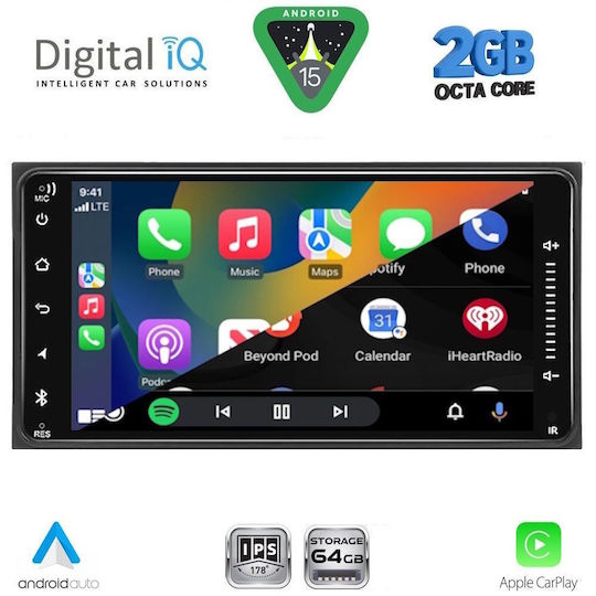 Digital IQ Автомобилна Аудио Система 2004 (Bluetooth/USB/Wi-Fi/GPS/Apple CarPlay/Android Auto) с Touch Screen 6.5"