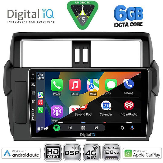 Digital IQ Car Audio System for Toyota Prado 2014-2017 Bluetooth USB WiFi GPS Apple CarPlay Android Auto with 10" Touch Screen