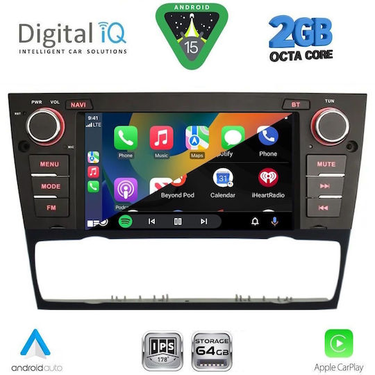 Digital IQ Sistem Audio Auto Pentru BMW Seria 3 2005-2012 Bluetooth USB Wi-Fi GPS Apple CarPlay Android Auto Cu Ecran Tactil 7"
