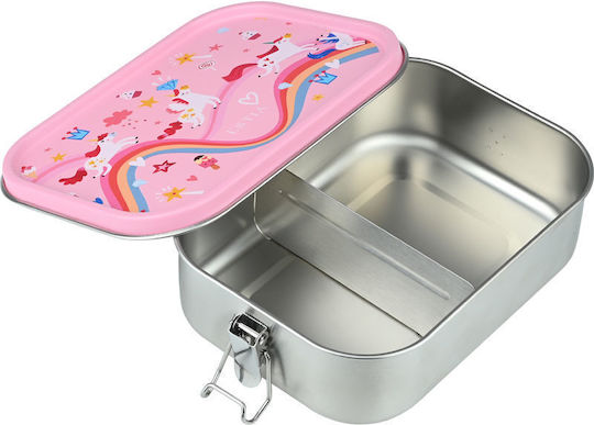 Estia Rainbow Dreams Edelstahl Kinderlebensmittelbehälter 1.2 Liter Rosa