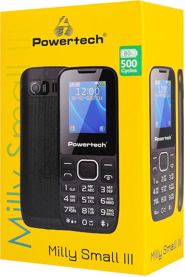 Powertech Milly Small III with Camera Dual SIM Button Mobile Phone (Greek Menu) Black