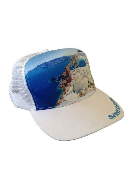 Atlantis Mesh Souvenir Hat Santorini Pentafyllo Jockey 100% Polyester White