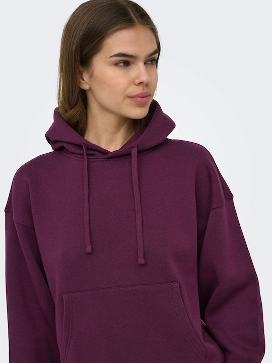 Дълъг дамски суитшърт с качулка Fig (mauve)