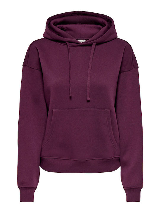 Дълъг дамски суитшърт с качулка Fig (mauve)
