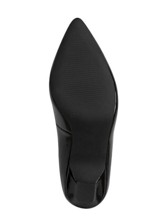 Leder Pumps mit Mittelhohem Absatz Schwarz