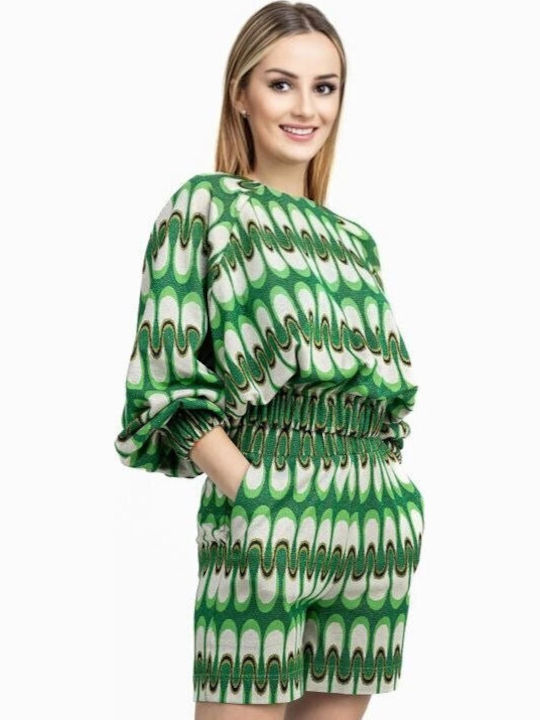 Дамско шорти с висока талия Green