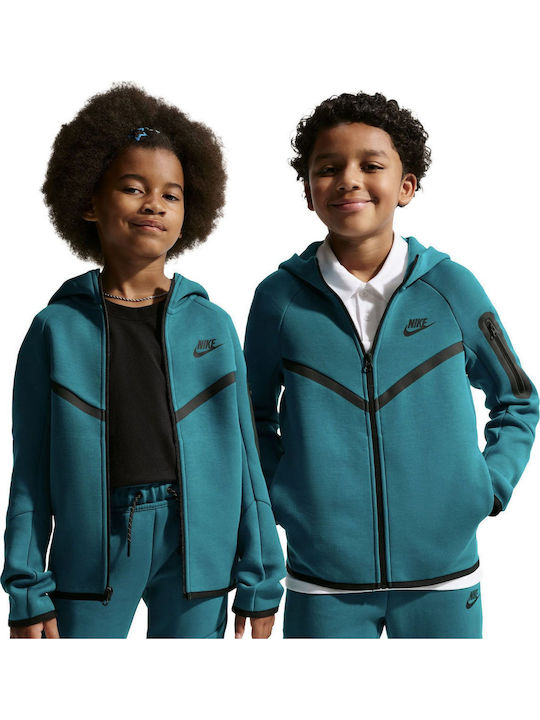 Kids Hooded Sweatshirt Cardigan Turquoise B Nsw