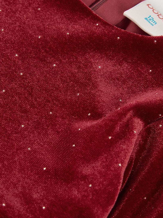 Mädchenkleid Langärmelig Samt Rot