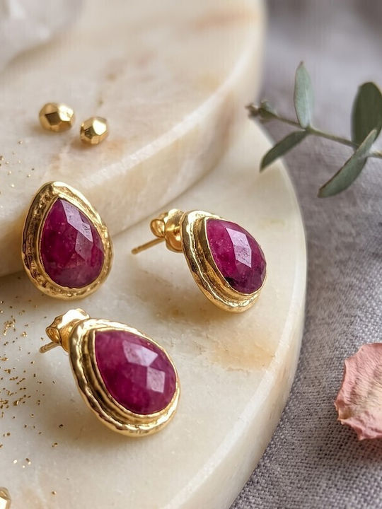 Grekas Silver Gold Plated Earrings with Stones Grekas Silver Gold Plated Earrings with Stones