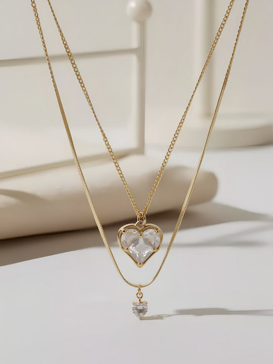 Chrysothemiss Necklace Golden Heart Duo