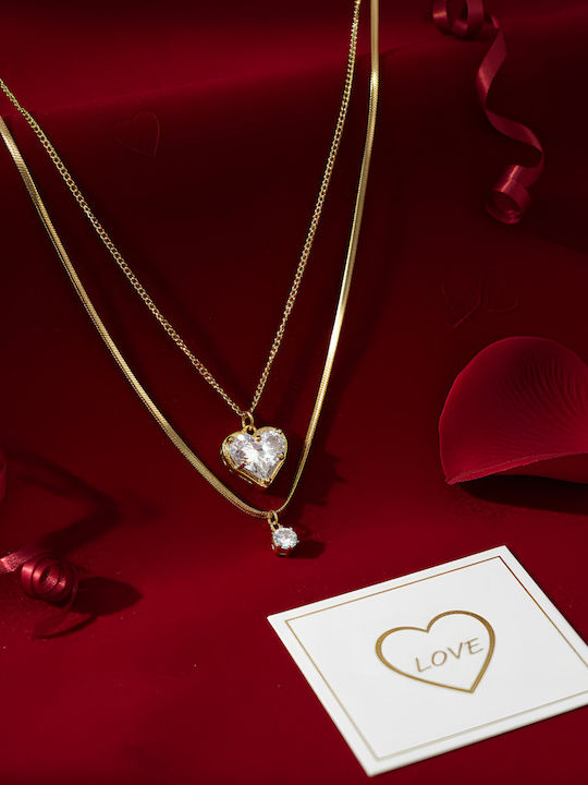 Chrysothemiss Necklace Golden Heart Duo