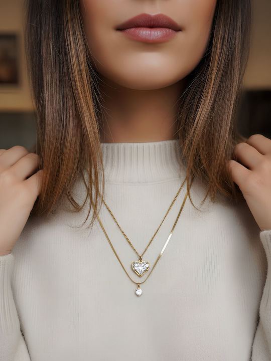 Chrysothemiss Necklace Golden Heart Duo